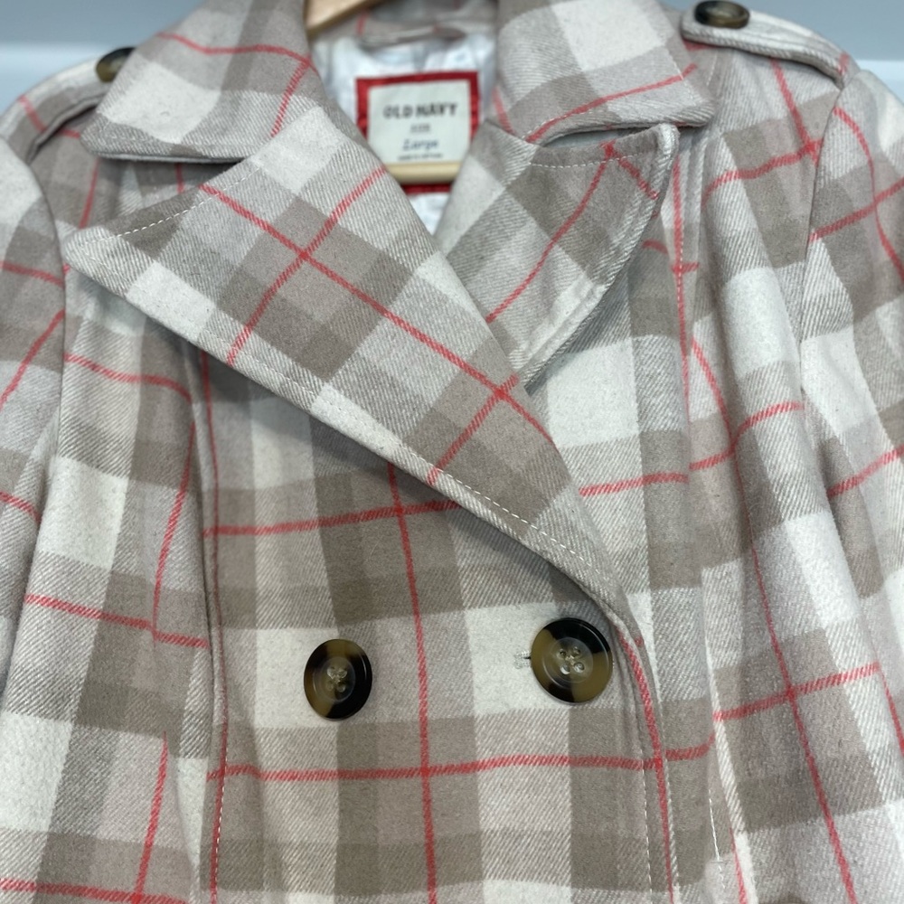 Preppy Plaid Pea Coat - Picture 2 of 4